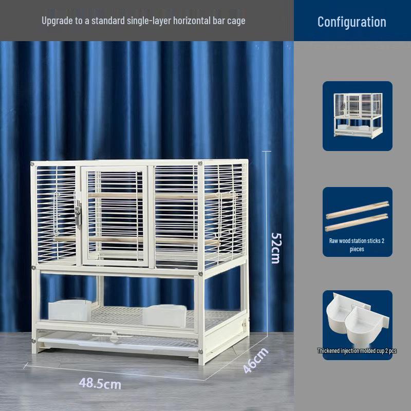Monk & Cockatiel Double-Layer Extra-Large Budgie Villa Cage with Anti-Splatter Design