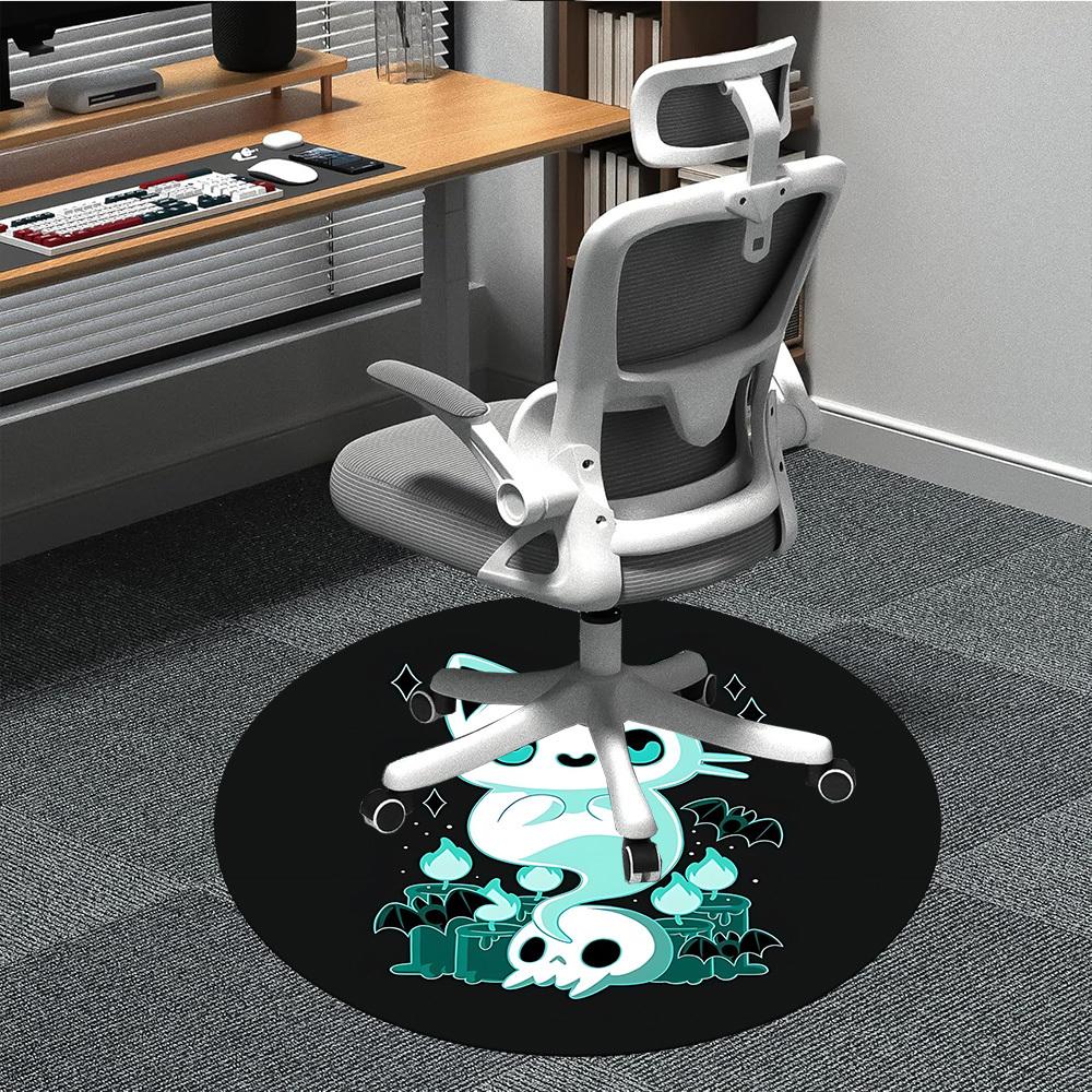 1pc Ghost Cat Office Round Area Rug, Indoor Mat Suitable For Office, Under Office Chairs Bedroom Living Room Home Decor, Room Deco
