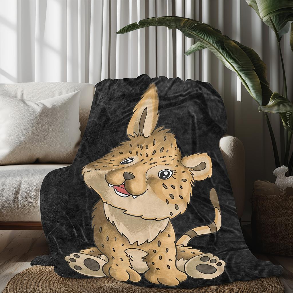 1pc Soft Flannel Blanket with Cute Lion Face - All-Season Cozy Throw, Machine Washable Gift for Home, Office, or Travel - Perfec