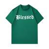 Men's 100% Cotton Crew Neck Short Sleeve T-Shirt, Casual Blessed Gothic Letter Print Breathable Soft Daily Wear Tees for Men Streetwear Fashion Comfy