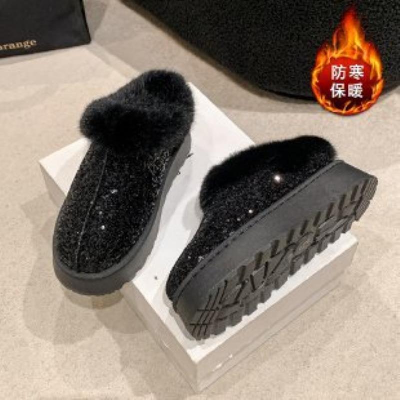 

Женские ботильоны с крупными пайетками, модные ботильоны на щиколотке с плюшевой подкладкой, удобные зимние ботильоны 43 чёрный