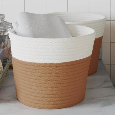 Vidaxl Storage Baskets, 2 Pcs, Brown-White, Ø24X18 Cm