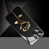 Black Gold Rose Patterned Glass Phone Case Suitable for iPhone 17 16 15 14 13 12 11 Pro/Max/Plus Anti Drop and Shockproof