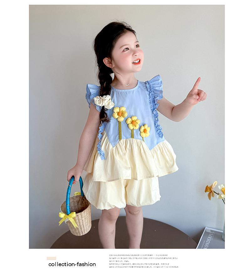 Girls' Summer Dress Set 2026 New Style Children's Summer Fashionable Thin Style Little Girl Baby Shorts Very Beautiful