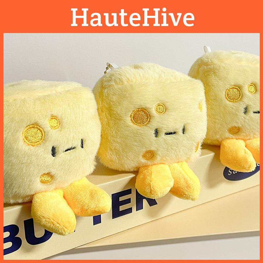 Lovely Plush Cheese Keychain Doll Soft And Customizable Short Fur Collectible