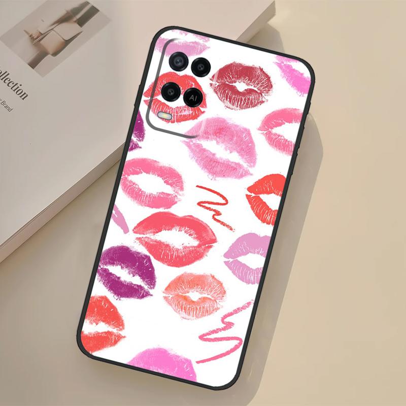 Lipstick Pink Kiss Case For Oppo A5 Pro A15 A17 A57 A77 A18 A38 A58 A78 A98 A96 A76 A16 A94 A74 A54 A40 A60 A80