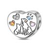 Affascinante Bracciale Collana con Perline a Forma di Cuore in Argento 925 Amore Familiare Impronta di Zampa Animale Adatto alle Donne Regali Fai da Te per le Feste
