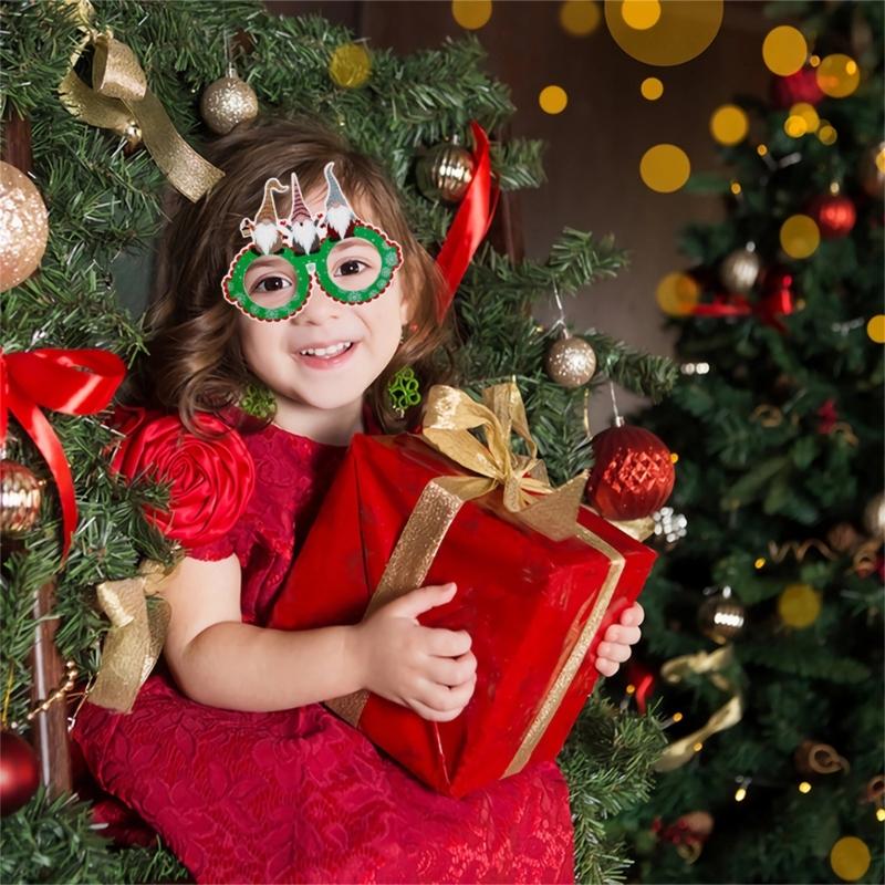 Christmas Decorations 2024 Glasses Frame Santa Snowman Eyeglasses Adult Kids Christmas Props Gift New Year Party Supply