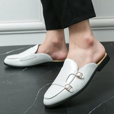 Spring Summer Men Leather Fashion Lightweight Half Slipper Summer Men Loafers Flats Slippers for Outdoor Men's Breathable Shoes
