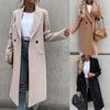 Elegante giacca lunga da donna con colletto, manica lunga, bottoni, soprabito invernale per ufficio
