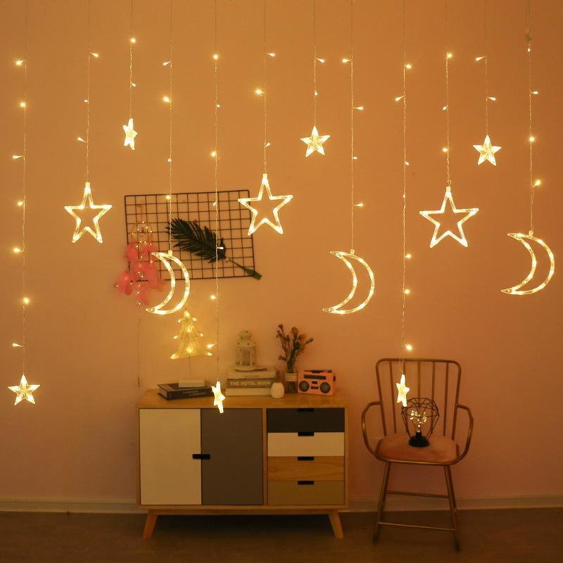 LED Hanging Curtain Lights Star Moon Bulb Wish Balls For Bedroom Window Party Table Decor For Teens Couples Christmas New Year