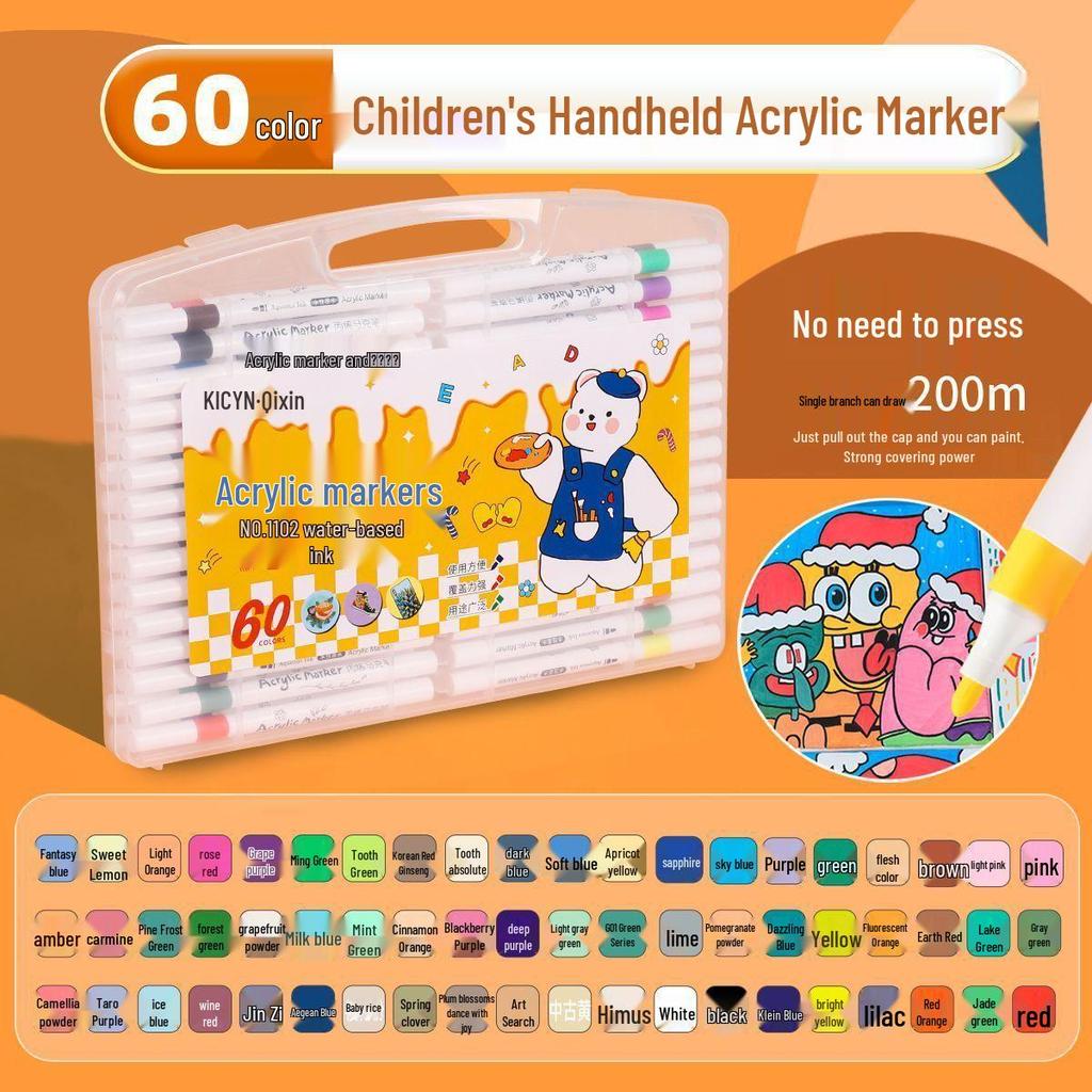 Schnelltrocknende Acrylmarker - 24 Farben, Nicht ausblutend, Schichtbare Aquarellstifte für Kinder-Graffiti und Kunst