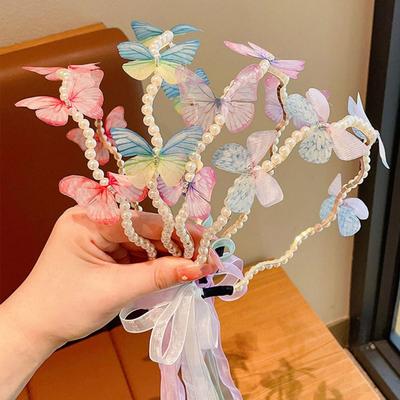Fashion Styling Pearl Butterfly Headband Sweet Elegant Ribbon Hairband Hair Hoop Girls Hair Accessories