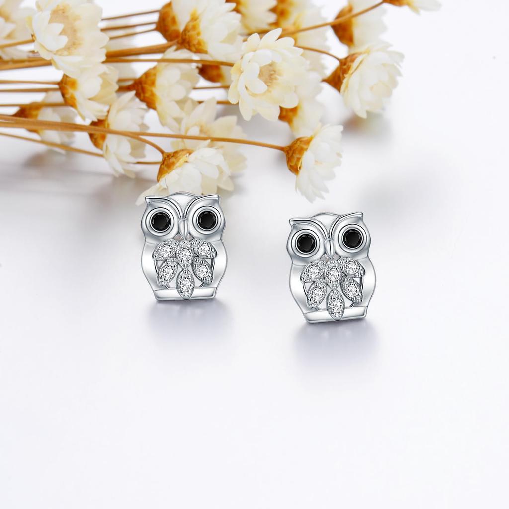 Owl Earrings for Women, 925 Silver, Hypoallergenic, Owl Stud Earrings, Owl Accessories