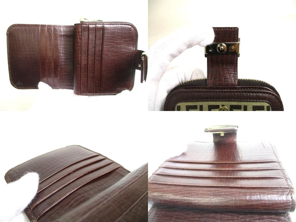 Authentic FENDI Zucca Canvas Brown Leather Bifold Wallet Compact Wallet #a466  Refurbished