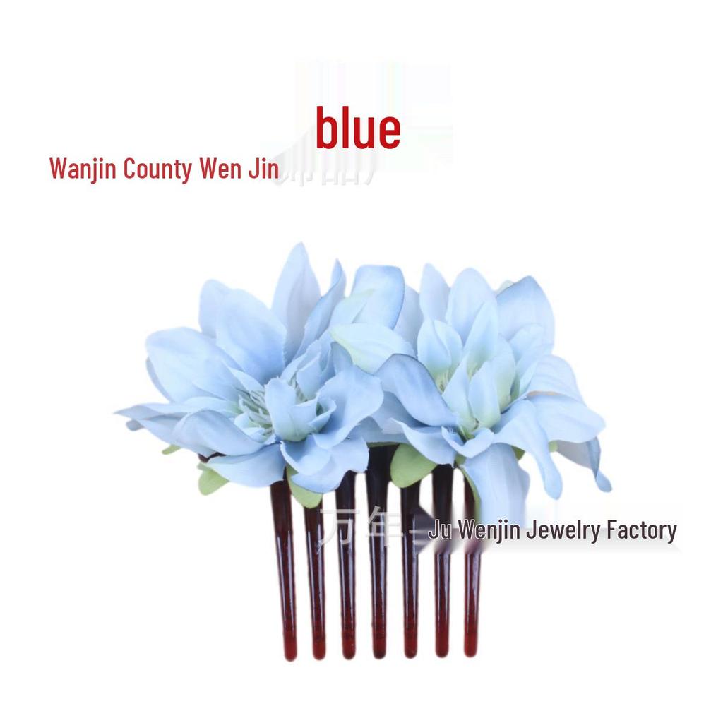 Retro Bridal Flower Hair Comb - Wedding Headdress, Updo Hairpin, Hanfu Accessories, Multiple Colors Available