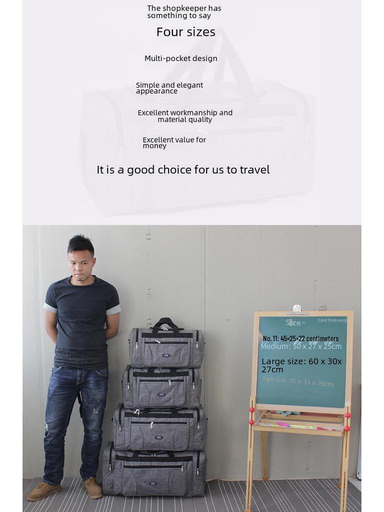 Lehká nepromokavá duffelová taška z oxfordské tkaniny pro služební cesty - Více velikostí, Skládací příruční