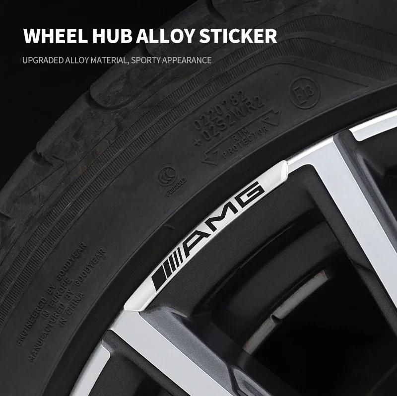 TQEF2 For Mercedes Benz AMG CLA CLS W212 W213 W204 W205 W176 GLC 4Pcs Car Wheel Hub Rim Stickers Decals Auto Styling Accessories