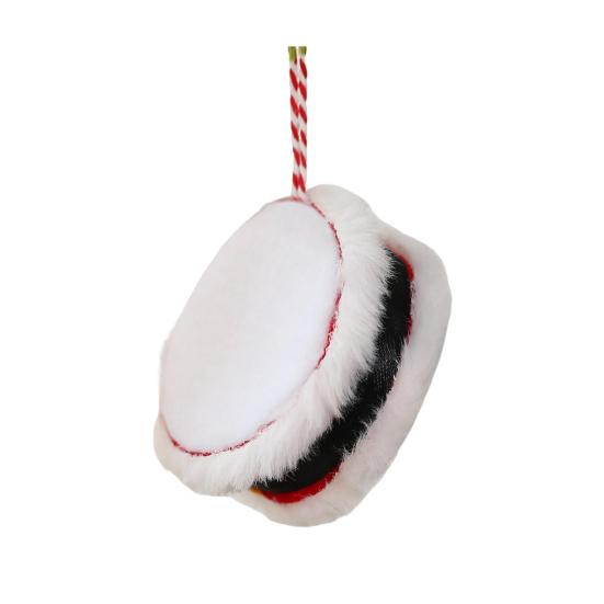 Christmas Drum Hanging Ornament for Tree Decoration Plush Fabric Texture Classic Red Green Colors
