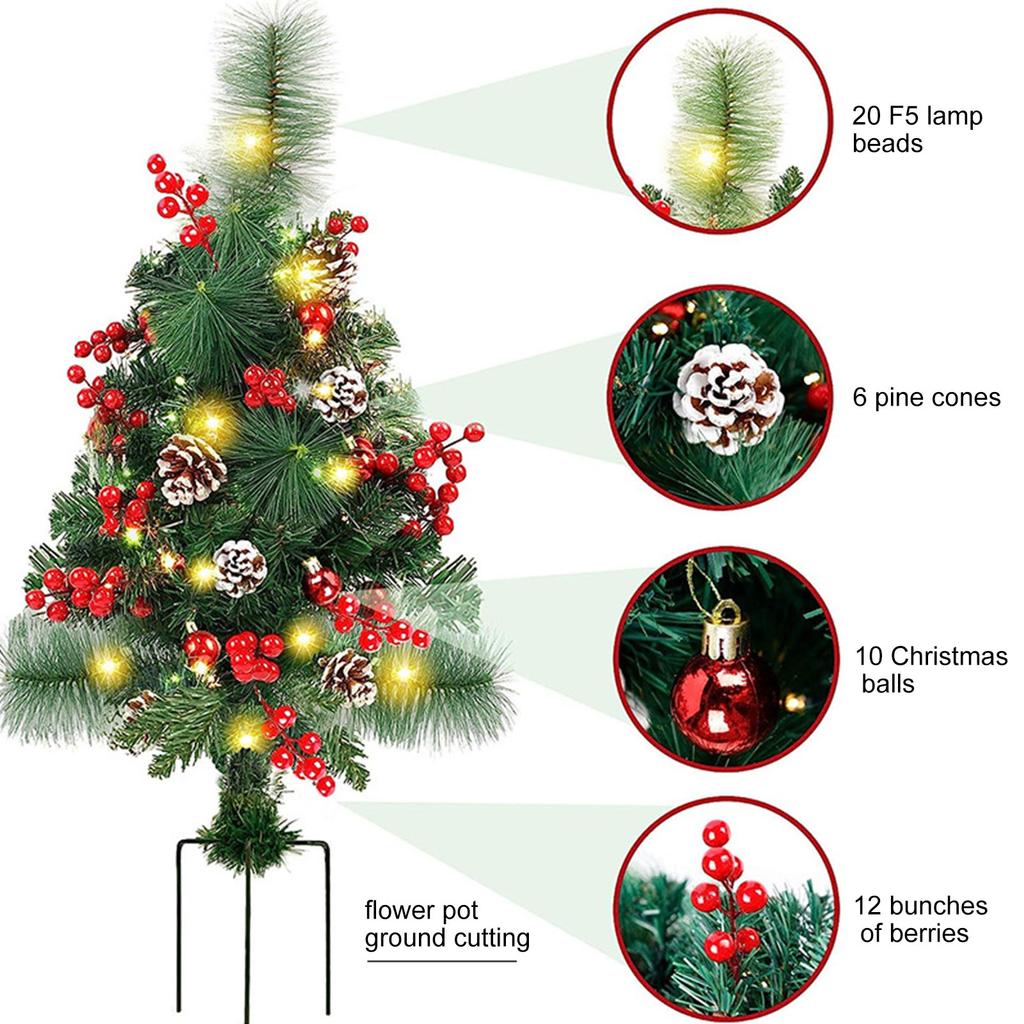 Solar Xmas Tree Garden Stake Lights Outdoor Xmas Tree Lighted Yard Decorations