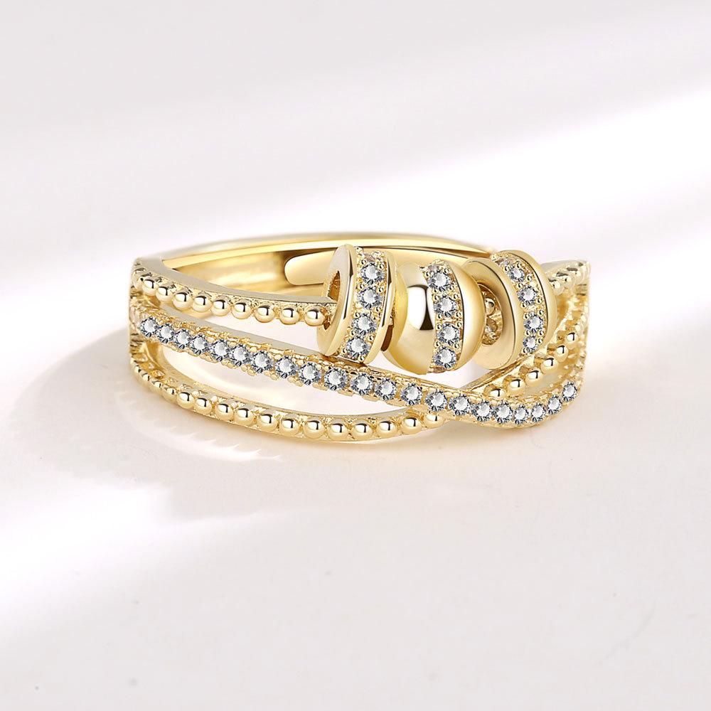 Luxury Infinite Love Adjustable Fidget Rings For Women Rotating Beads Crystal Anxiety Relief Spinning Ring Jewelry Anillos Mujer