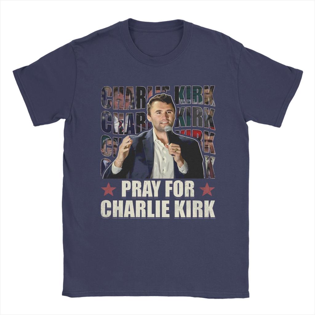 Pray for Charlie Kirk Charlie Kirk 2025 TShirt for Men Novelty Cotton Tees O Neck Short Sleeve T Shirt Birthday Present Clothes