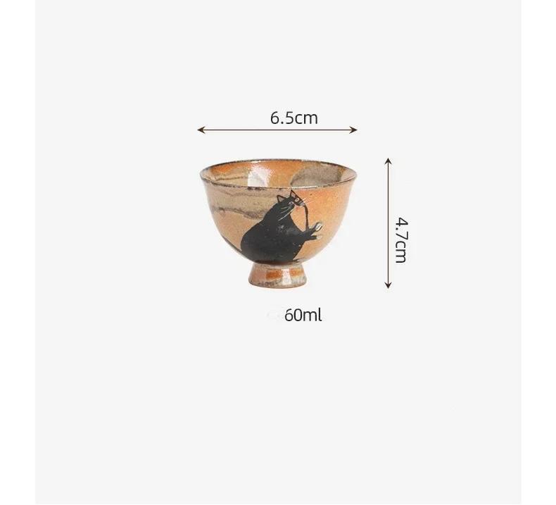 Handmade Japanese Vintage Ceramic Kiln Change Wild Cat Tea Cup Small Kung Fu Master Single Cup For Tea Ceremony Daily Use Lovers