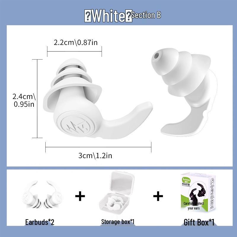 Houxin Silicone Noise-Canceling Earplugs for Sleep and Study - Portable and Silent Set