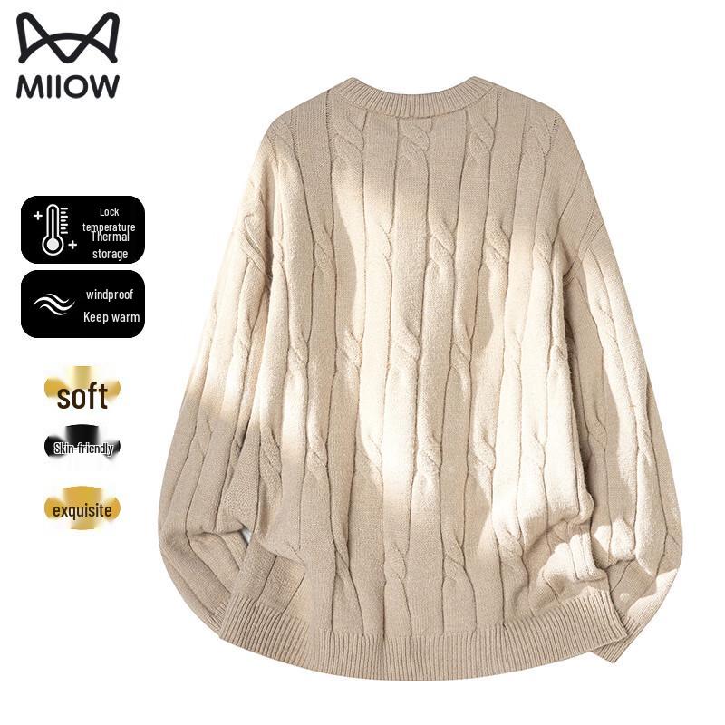 M'R Unisex Loose Fit Round Neck Solid Knit Sweater