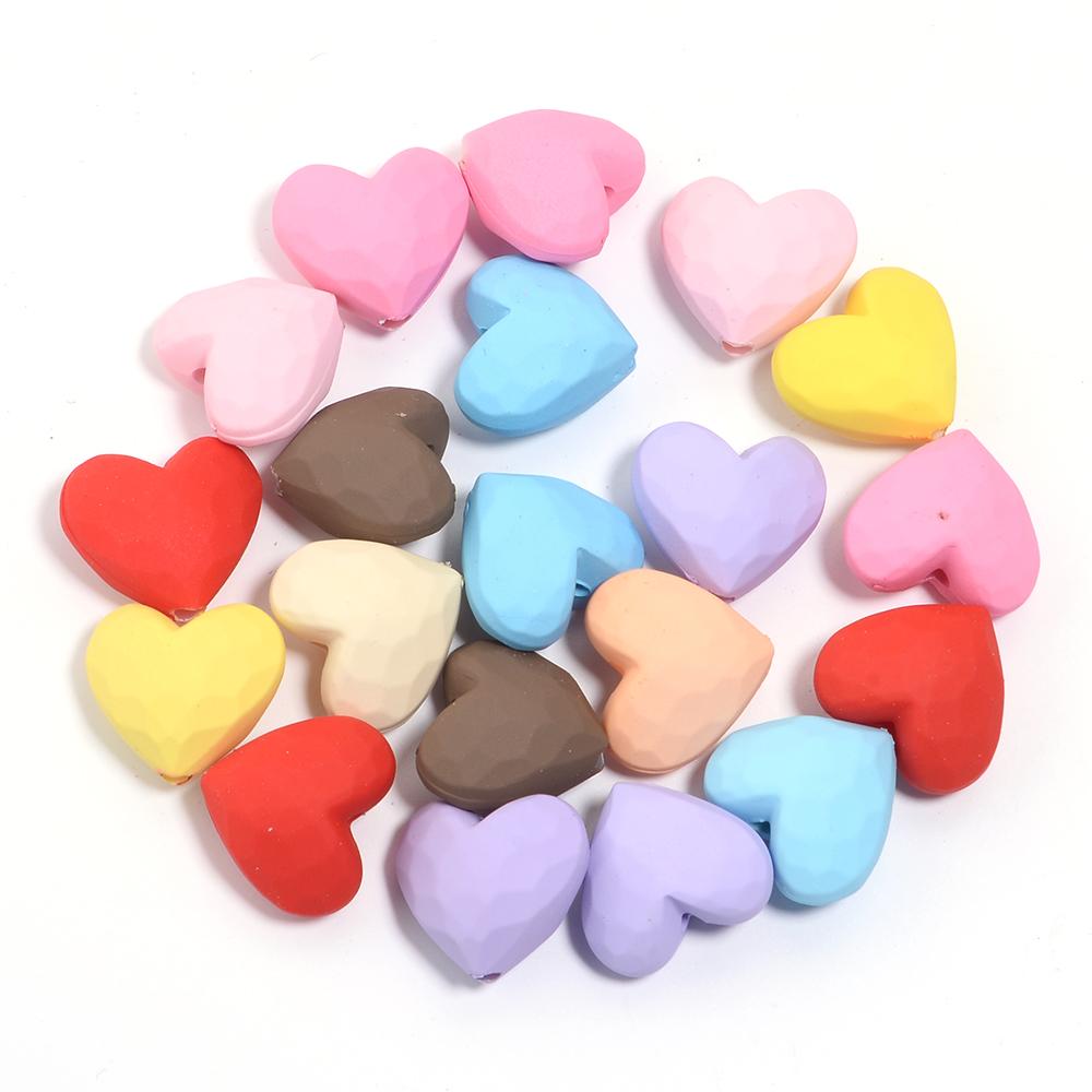20Pcs Acrylic Beads Colored Spray Paint Heart Bow Shape Loose Spacer Beads For DIY Charm Phone Chains Bracelet Jewelry Gift