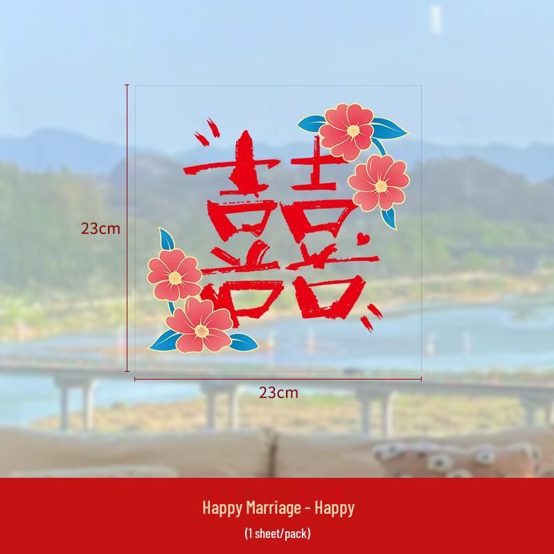 Red  Xi  Wedding Electrostatic Window Sticker for Cars & Rooms