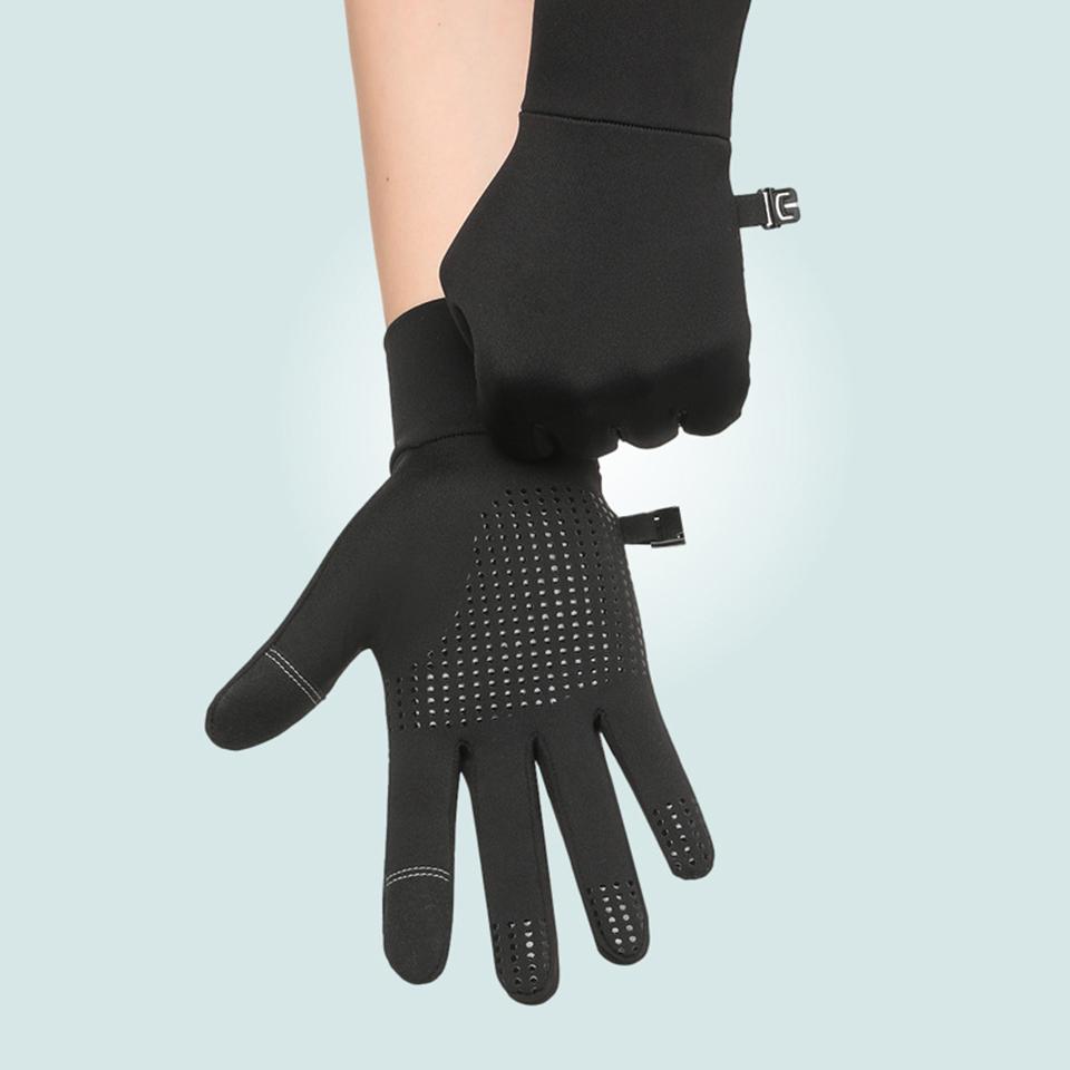 Bicycle Outdoor Gloves Men's Black Winter Touch Screen Compatible Anti Slip Warm Thick Gloves Outdoor Running Gloves Equipment
