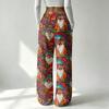 Pantaloni casual largi pentru femei cu imprimeu de Crăciun