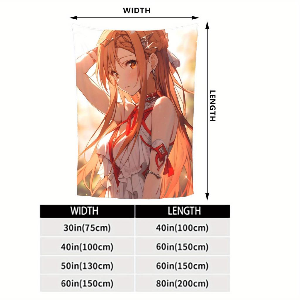 Anime Character Girl Flannel Printed Blanket Suitable for All Seasons Suitable for Living Room Office Sofa and Travel 180x250CM