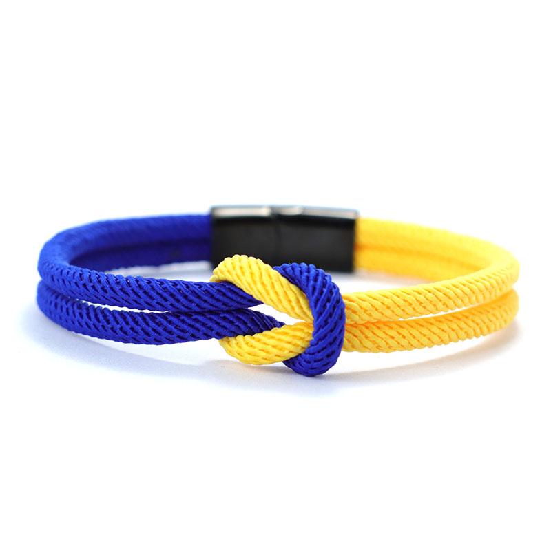 New Bicolor Blue Yellow Ukraine Bracelet Men Women Stainless Steel Magnet Buckle Rope Braclet Boyfriend Gift Ukrainian Symbols