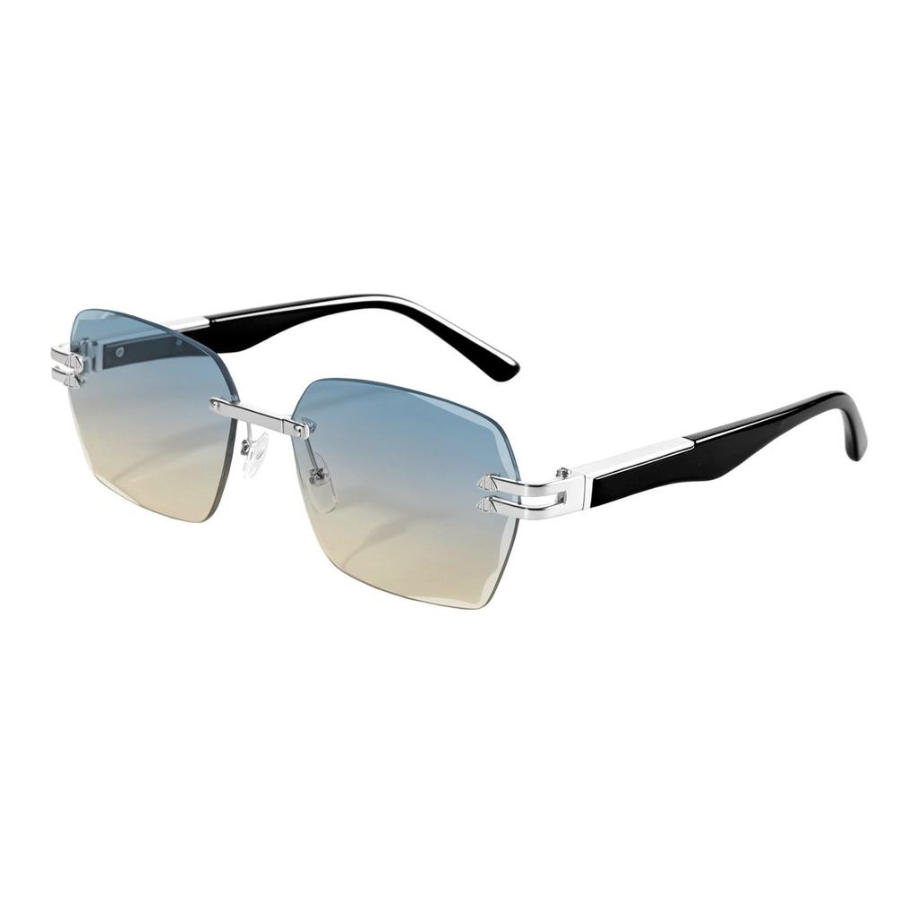 Men's and women's personalized frameless trimmed box sunglasses Internet celebrities trend versatile sunglasses UV protection