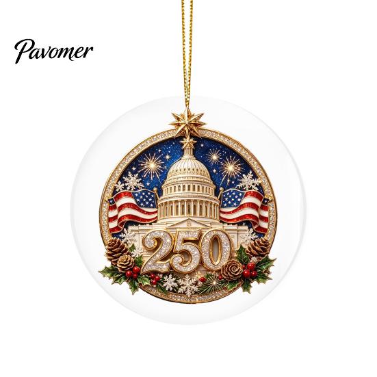 Restaurant Hotel Christmas Decorations 250th Anniversary Acrylic Hanging Ornament, Double Side Printed Festive Holiday Decor Thoughtful Gift for Loved