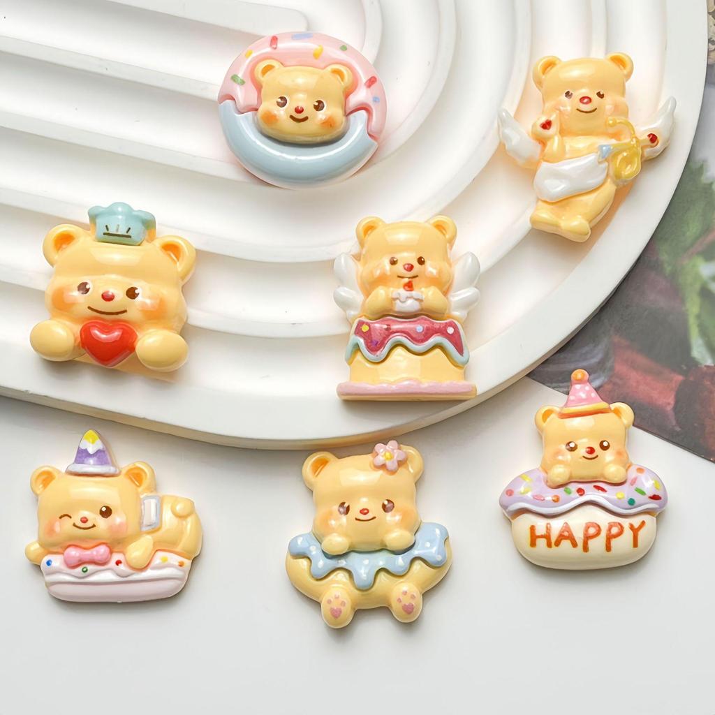 Mini Bear Resin Cake Buttercream Ornaments for DIY Crafts: Hair Clips, Phone Cases, Magnets