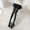 Retro British Style Green Diamond Plaid Women'S Pantyhose Fashion Color Block High Elastic Slim Spring Warm Hottie Lolita Tights