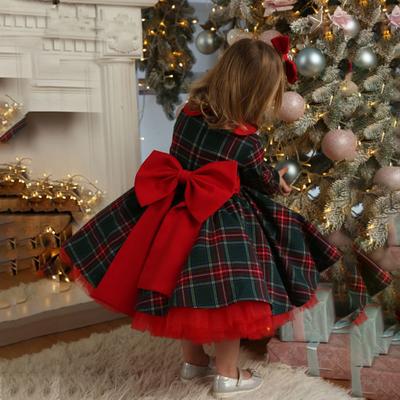Weihnachten Mädchen Roten Kleid Kind Kleinkind Mädchen Plaid Bogen Tüll Party Kleider Kinder Neue Jahr Kostüme