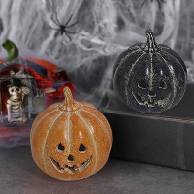 Halloween Pumpkin Figurine Hand-carved Resin Punpkin Statue Handmade Tabletop Decoration for Home