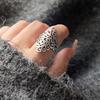 925 Sterling Silver Rings For Women Geometric Fine Jewelry Finger Adjustable Simple Retro Flower Ring For Party Birthday Gift