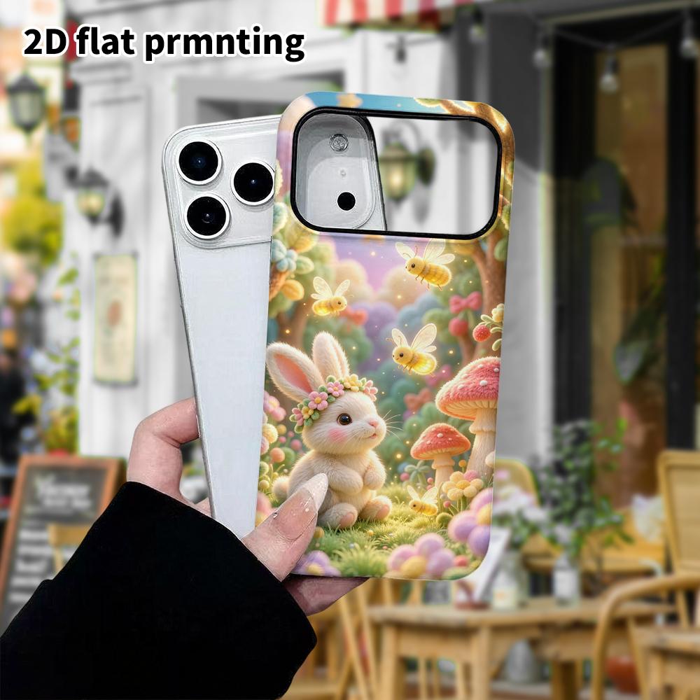 Phone Case: 2D Flat, Fits iPhone 18, 17, 16, 15, 14, 13, 12Pro Protective Case, with Little White Rabbit and Bee, Perfect Holiday Gift for Christmas a