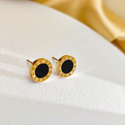 Black Neutral Roman Earrings for Women's Temperament Simple and Delicate Cold Style Earrings Earrings Earrings