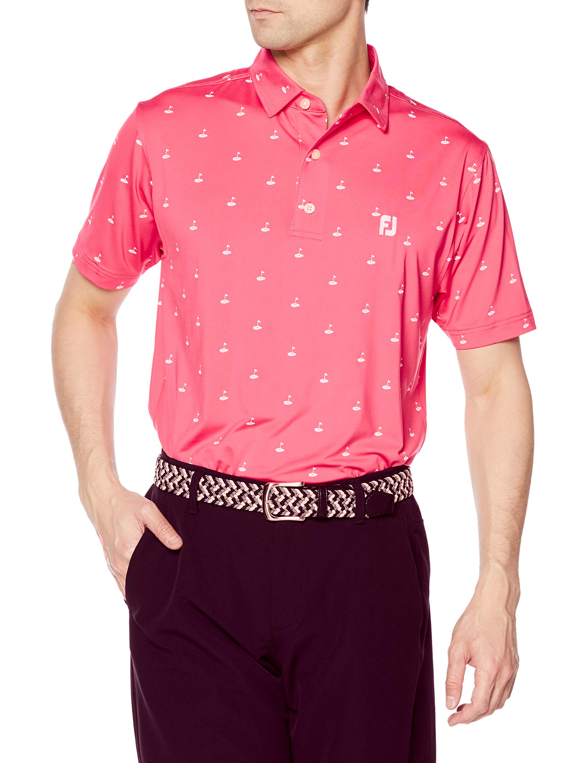 

FootJoy Golf Print Lyle Cape Size S Men s Shirt, Red, (FJ-S21-S04)