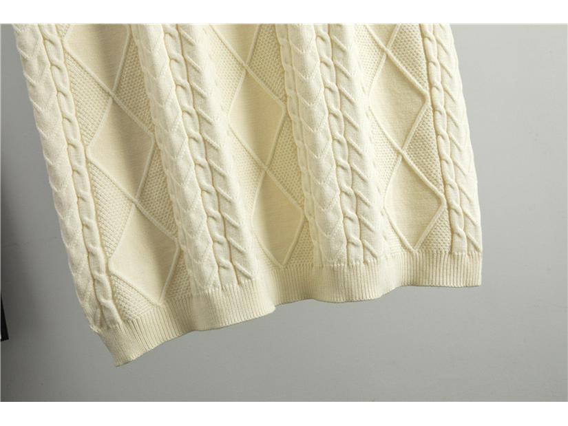 Women's Retro Cable Knit Two-Piece Set: Cardigan & Long Skirt