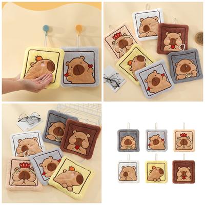 Kids Capybara Hand Towels Microfiber Absorbent Quick Dry Hanging Washcloths for Kitchen or Bathroom