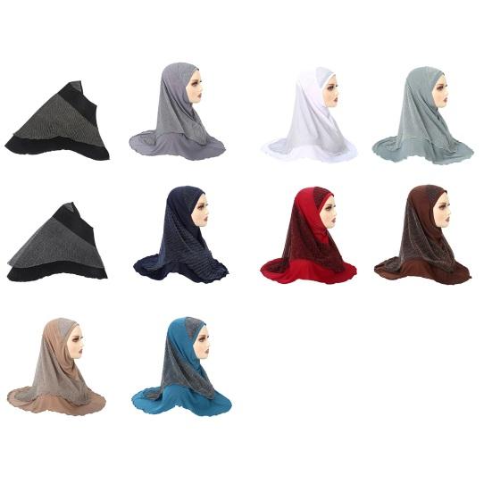 Women Headscarf Hat Lightweight Breathable Soft Crystalline Golden Wire Design Head Wrap Color-blocked Turban Hat