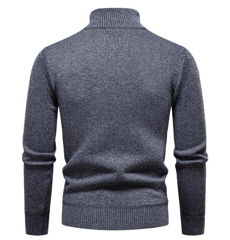 Men's Autumn-Winter Plus Velvet High Neck Sweater - Warm, Thick Knitwear for Middle-Aged Dads