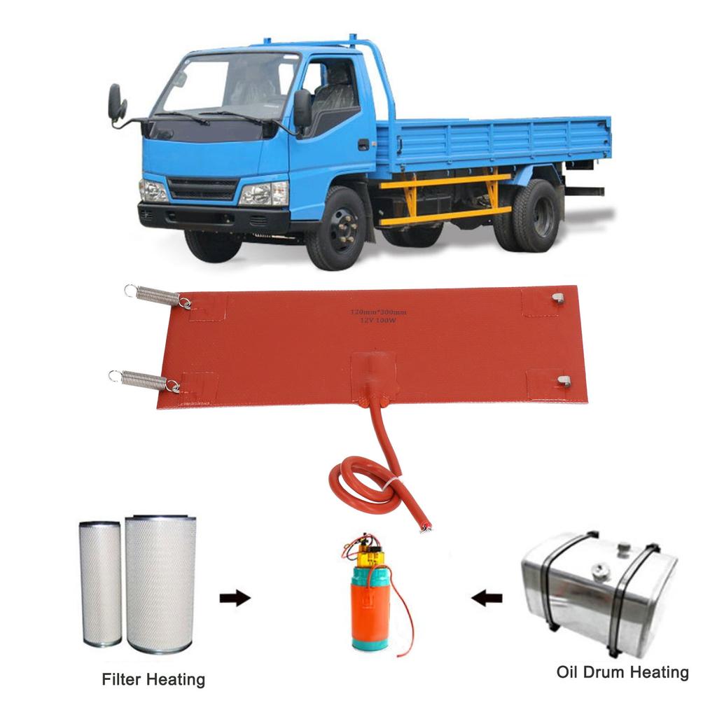Silikonová vyhřívací podložka Vodotěsná vyhřívací podložka ohřívač 300x120mm 100W pro auto do auta DC12V
